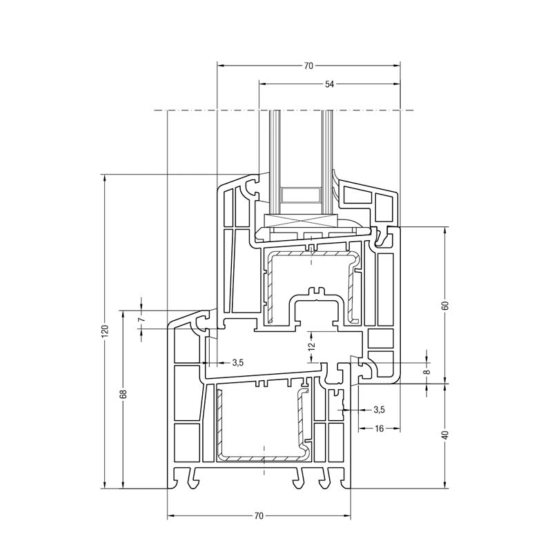 Rehau Euro-design 70 window frame profile blueprint