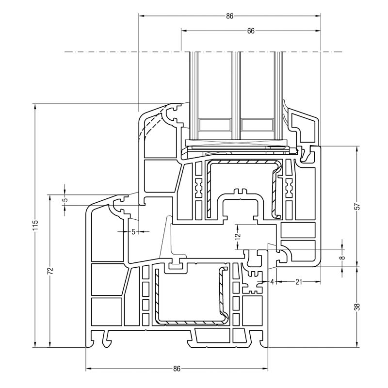 Rehau Geneo PHZ window frame profile blueprint