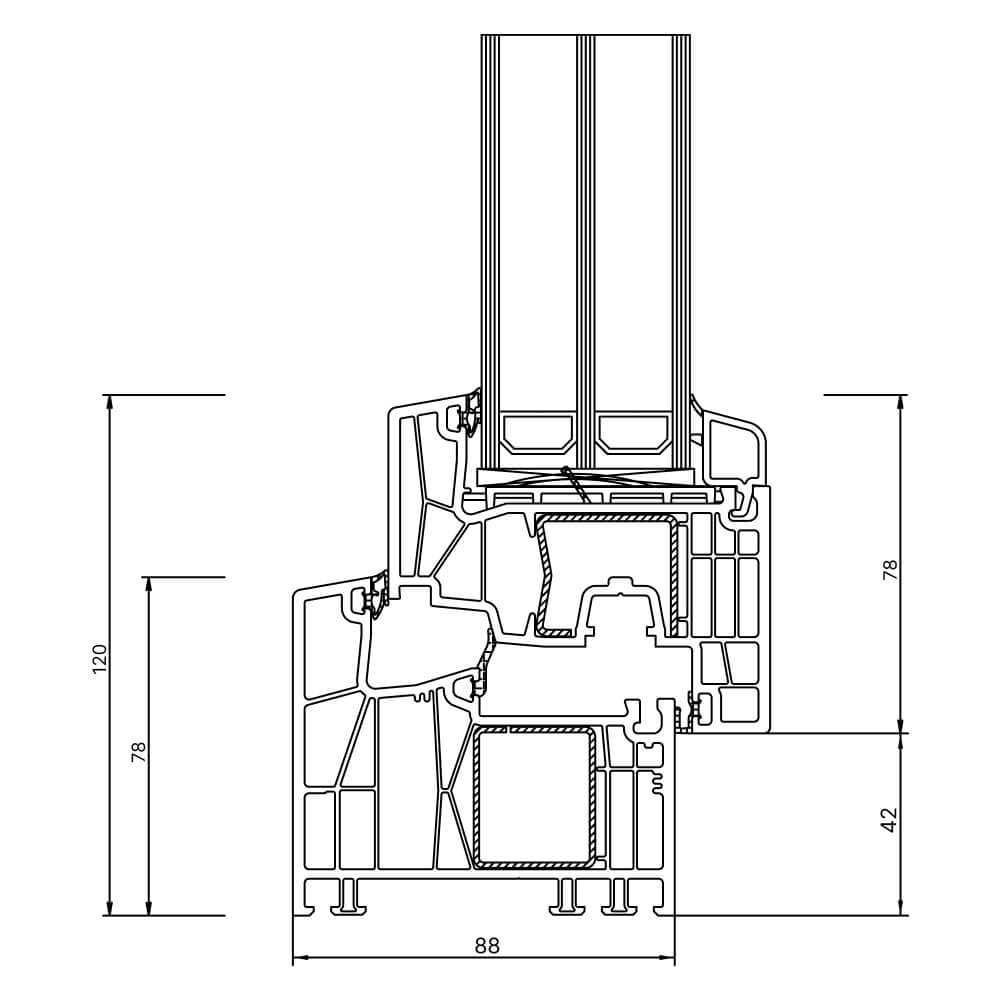Kömmerling 88 MD profile blueprint