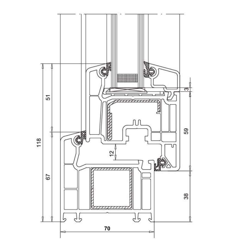 Veka Softline 70 profile blueprint