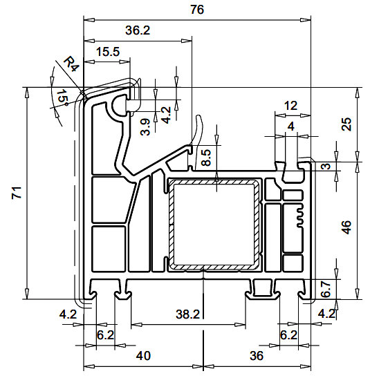Veka Softline 76 profile blueprint