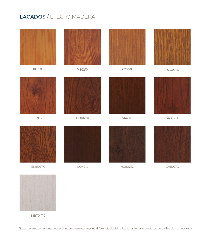 Cortizo wood-effect color palette