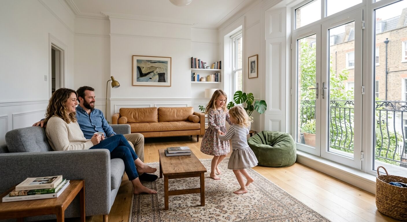 Happy family with new windows