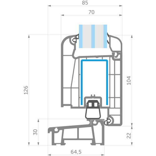 WDS Door 70. Profile blueprint.